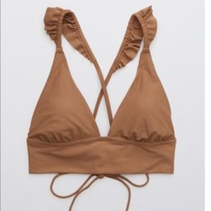 AERIE SWIM criss cross ruffle bikini top